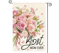 Bandiera Da Giardino Mother'S Day Flower Bouquet Gift For Best Mom Ever 30X45Cm Bandiera Da Esterno Con Occhielli Resistenti Banner Per Balcone Parete Soggiorno