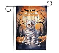 Bandiera Da Giardino Mummy American Shorthair Happy Halloween With Pumpkins Bats Spooky Fun Cat Lover Bandiere Decorative Premium Bandiera Verticale Colori Vivaci Garden Flag Per 30X45CM