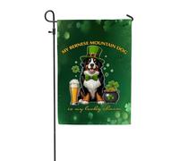 Bandiera Da Giardino My Bernese Mountain Dog Is My Lucky Charm St. Patrick'S Day Shamrocks Leprechaun Berner Bandiere Decorative Premium Bandiera Verticale Colori Vivaci Garden Flag Per 30X45CM