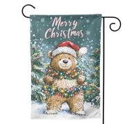 Bandiera da giardino natalizia a forma di orso, 30,5 x 45,7 cm, doppia faccia, piccola bandiera da giardino per esterni, decorazione per la casa e per esterni