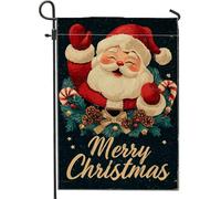 Bandiera da giardino natalizia con Babbo Natale, bandiera rossa decorativa per le vacanze, bandiera da cortile in iuta su entrambi i lati, per decorazione esterna del prato, 30,5 x 45,7 cm