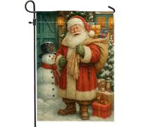 Bandiera da giardino natalizia con Babbo Natale, bandiera rossa decorativa per le vacanze, bandiera da cortile in iuta su entrambi i lati, per la decorazione invernale del prato all'aperto, 30,5 x