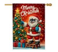 Bandiera da giardino natalizia con Babbo Natale, bandiera rossa decorativa per le vacanze, bandiera da cortile in iuta su entrambi i lati, per decorazione esterna del prato, 71 x 101 cm