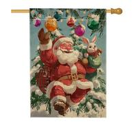 Bandiera da giardino natalizia con Babbo Natale, bandiera rossa decorativa per le vacanze, bandiera da cortile in iuta su entrambi i lati, per la decorazione invernale del prato all'aperto, 71 x 101