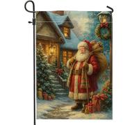 Bandiera da giardino natalizia con Babbo Natale, bandiera rossa decorativa per le vacanze, bandiera per prato su entrambi i lati, decorazione invernale per esterni per cortile e casa, 30,5 x 45,7 cm