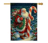 Bandiera da giardino natalizia con Babbo Natale, bandiera rossa decorativa per le vacanze, bandiera per prato in iuta su entrambi i lati, per decorazione invernale per esterni, 71 x 101 cm