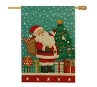 Bandiera da giardino natalizia con Babbo Natale, striscione rosso per le vacanze, decorazione per prato in iuta su entrambi i lati, decorazione invernale per la casa, 71 x 101 cm