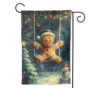 Bandiera da giardino natalizia con omino di pan di zenzero, 30,5 x 45,7 cm, doppia faccia, piccola bandiera da giardino per esterni, decorazione per la casa e per esterni