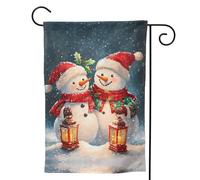Bandiera da giardino natalizia con pupazzo di neve, 71 x 102 cm, su entrambi i lati, piccole bandiere da giardino per esterni, decorazione per la casa e per esterni