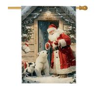 Bandiera da giardino natalizia invernale con Babbo Natale, striscione decorativo rosso per le vacanze, in iuta su entrambi i lati, decorazione per esterni per prato e cortile, 71 x 101 cm