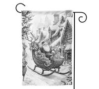 Bandiera da giardino natalizia retrò con renna, 30,5 x 45,7 cm, doppia faccia, piccola bandiera da giardino per esterni, decorazione per la casa e per esterni