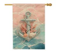 Bandiera da giardino nautica con ancora estive, bandiera decorativa marina pesca e blu, bandiera su entrambi i lati in iuta per la decorazione del prato esterno 71 x 101 cm