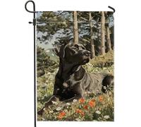 Bandiera da giardino nera per laboratorio primaverile ed estate, striscione floreale per cani, bandiera decorativa per esterni, bandiera a doppia faccia con animali per decorazione del prato 30,5 x