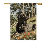 Bandiera da giardino nera per laboratorio primaverile ed estate, striscione floreale per cani, bandiera decorativa per esterni, bandiera a doppia faccia per cortile con animali per la decorazione del