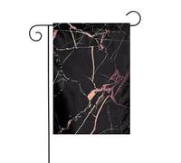 Bandiera da giardino Nero oro rosa Marmo Stampe Bandiere decorative principalmente per patii, giardini, vasi da fiori, terrazza, balcone. 30,5 x 45,7 cm