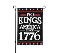 Bandiera da giardino "Nessun re in America dal 1776", antifascismo, democrazia, protesta, 12,5" x 18", striscioni bifacciali, cartelli da giardino