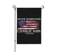 Bandiera da giardino "Never Surrender Charlie Kirk", striscioni verticali bifacciali per esterni, decorazione per feste, cortile, casa, 12,5"x18"