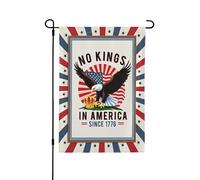 Bandiera da giardino "No Kings in America since 1776", 12,5" x 18", protesta politica, patriota americano, striscioni bifacciali, cartelli da giardino