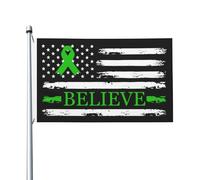 Bandiera Da Giardino Non-Hodgkin'S Lymphoma Believe American Flag Green Ribbon Bandiera Dell'Individualità Decorazione Bandiera Personalizzata Per Giardino, Barca, 90X150cm