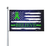 Bandiera Da Giardino Non-Hodgkin'S Lymphoma Believe American Green Ribbon Garden Flag Colore Vivido Bandiera Da Cortile Impermeabile Bandiere Decorative Per Feste Esterno Celebrazioni 90X152CM