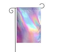 Bandiera da giardino olografica con texture arcobaleno pastello 30 x 45 cm verticale su entrambi i lati per fattoria vacanze decorazioni esterne bandiera cortile