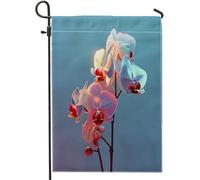 Bandiera Da Giardino Orchid Flower Modern Trendy Realistic Neutral Aesthetic Elegant Luxury Blue Garden Flag Verticale Bandiere Decorative Durevole Bandiera Da Cortile Per Feste 30X45CM