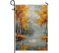 Bandiera da giardino paesaggio albero autunnale, arancione e giallo, bandiere per decorazione della casa, decorazione per esterni double face, 30,5 x 45,7 cm