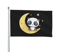 Bandiera Da Giardino Panda Sitting On The Moon Outdoor Bandiera Colore Vivido Bandiere Decorative Durevole Bandieradacortile Per Esterno Festival Feste 90X152CM