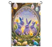 Bandiera da giardino pasquale 31 x 45 cm 2025, taglia unica, a doppio strato, motivazionale, per piscina, cortile, decorazione, bandiera pasquale Rnj581 (A, 45 x 60 cm)