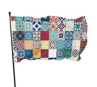 Bandiera da Giardino Patchwork Vintage Lisbona Spagna Tunisia Motivi Bandiera Poliestere con 2 Occhielli in Ottone Banner Bandiera da Giardino a Prova di sbiadimento e Colore Vivido Bandiera da Giardi