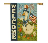 Bandiera Da Giardino Patriotic Duck, Red White Blue Fireworks America Flags Flower Bandiera Verticale Premium Garden Flag Antivento Bandiera Da Cortile Per Esterno Festival Celebrazioni 30X45CM