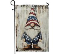 Bandiera Da Giardino Patriotic Gnome Red White Independence Day Rustic Vintage Style Garden Flag Colori Vivaci Bandiera Verticale Lavabile Bandiere Decorative Per Esterno Festival 30X45CM