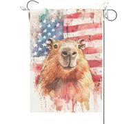Bandiera Da Giardino Patriotic Stars And Stripes Capybara Usa 4Th Of July Memorial Day Independence Day Watercolor Animal Bandiere Decorative Bandiera Da Cortile Durevole Garden Flag Per 30X45CM