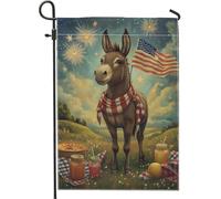 Bandiera da giardino patriottica con asino, decorazione per il quarto di luglio, decorazione per il 4 luglio, vivace striscione festivo per esterni, decorazione per prato, decorazione con animali