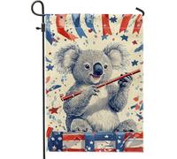 Bandiera da giardino patriottica koala, striscioni con stelle rosse e blu, decorazione per le vacanze, bandiera per prato all'aperto, decorazione per la casa su entrambi i lati per il giorno