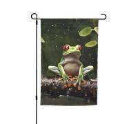 Bandiera da giardino Peace Tree Frog per esterni, 12x18 pollici, stampa fronte-retro, bandiere, poster, sfondo per decorazioni domestiche