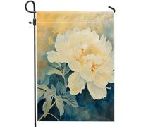 Bandiera Da Giardino Peony Flower Chinese Style Asian Flower Classy Botanical Spring Vintage Blue Bandiera Da Cortile Durevole Bandiere Decorative Verticale Garden Flag Per Feste 30X45CM