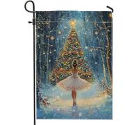 Bandiera da giardino per albero di Natale, bandiere colorate a fiocco di neve per decorazione di Natale, bandiera in tela di iuta double face per la stagione invernale, decorazione natalizia