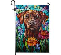 Bandiera da giardino per amanti dei cani, decorazione colorata per esterni e laboratorio, striscione stagionale su entrambi i lati per primavera ed estate, decorazione per prato a tema animale, 30,5 x