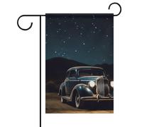 Bandiera da giardino per auto sotto la notte, doppia faccia, non sbiadisce, 30,5 x 45,7 cm, decorativa, piccola bandiera da giardino, decorazione per esterni, patio, prato, portico, fattoria