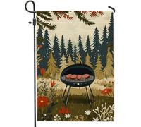 Bandiera da giardino per barbecue, decorazione rustica estiva per esterni, striscione in iuta su entrambi i lati per feste in prato, decorazione per la casa a tema falò 30,5 x 45,7 cm