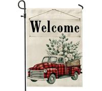 Bandiera da giardino per camion di benvenuto, striscione decorativo per la casa in stile vintage a scacchi, bandiera su entrambi i lati, per decorazione esterna del prato, 30,5 x 45,7 cm