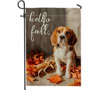 Bandiera da giardino per cani autunnale, con foglie autunnali arancioni, decorazione per la casa, in iuta su entrambi i lati, decorazione per prato all'aperto, adatta agli animali stagionali, 30,5 x
