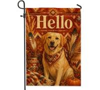 Bandiera da giardino per cani, autunnale rustica con zucche e piume autunnali arancioni su entrambi i lati, decorative per esterni, prato, portico, patio, ingresso, 30,5 x 45,7 cm