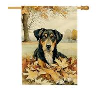 Bandiera da giardino per cani con foglie autunnali, Labrador Retriever nero, decorazione per la casa, bandiera su entrambi i lati in tela per cortile, decorazione per esterni, 71 x 101 cm
