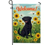 Bandiera da giardino per cani, fantasiosa gioiosa e gioiosa, con api di girasole, in iuta gialla, double face, bandiere decorative per esterni, prato, portico, patio, ingresso, 30,5 x 45,7 cm