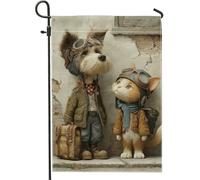 Bandiera da giardino per cani, fantasioso e giocoso a forma di gatto, nessuno marrone, in iuta su entrambi i lati, bandiere decorative per esterni, portico, prato, patio, terrazza, 30,5 x 45,7 cm