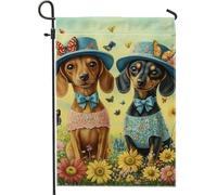 Bandiera da giardino per cani, fiori colorati, farfalle, bandiere per esterni, decorazione per prato, tela di iuta double face, regalo per gli amanti degli animali, 30,5 x 45,7 cm