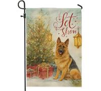 Bandiera da giardino per cani, lanterna natalizia per albero di Natale, verde su entrambi i lati, piccola bandiera da giardino per esterni, patio, prato, veranda, balcone, 30,5 x 45,7 cm