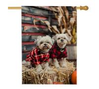 Bandiera da giardino per cani, motivo cuccioli scozzesi rossi, striscione decorativo per esterni, bandiera da cortile in iuta su entrambi i lati, decorazione per animali stagionali, 71 x 101 cm